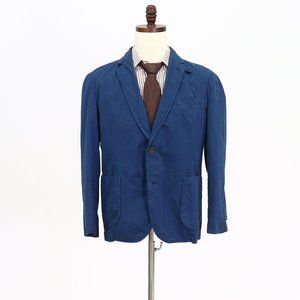 Kroon 42R Blue Solid Cotton Two Button Sport Coat Blazer Jacket B694
